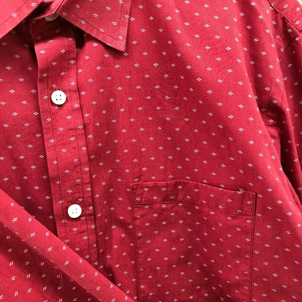 Banana Republic Soft Wash Long Sleeve Shirt Men L Red White Printed Standard Fit
